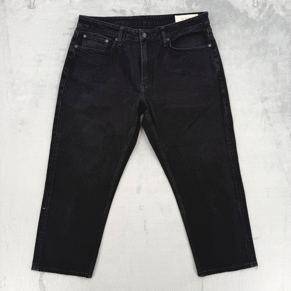 Rag & Bone‎ Fit 3 Athletic Jeans Black Cropped Denim Faded Black Mens size 34